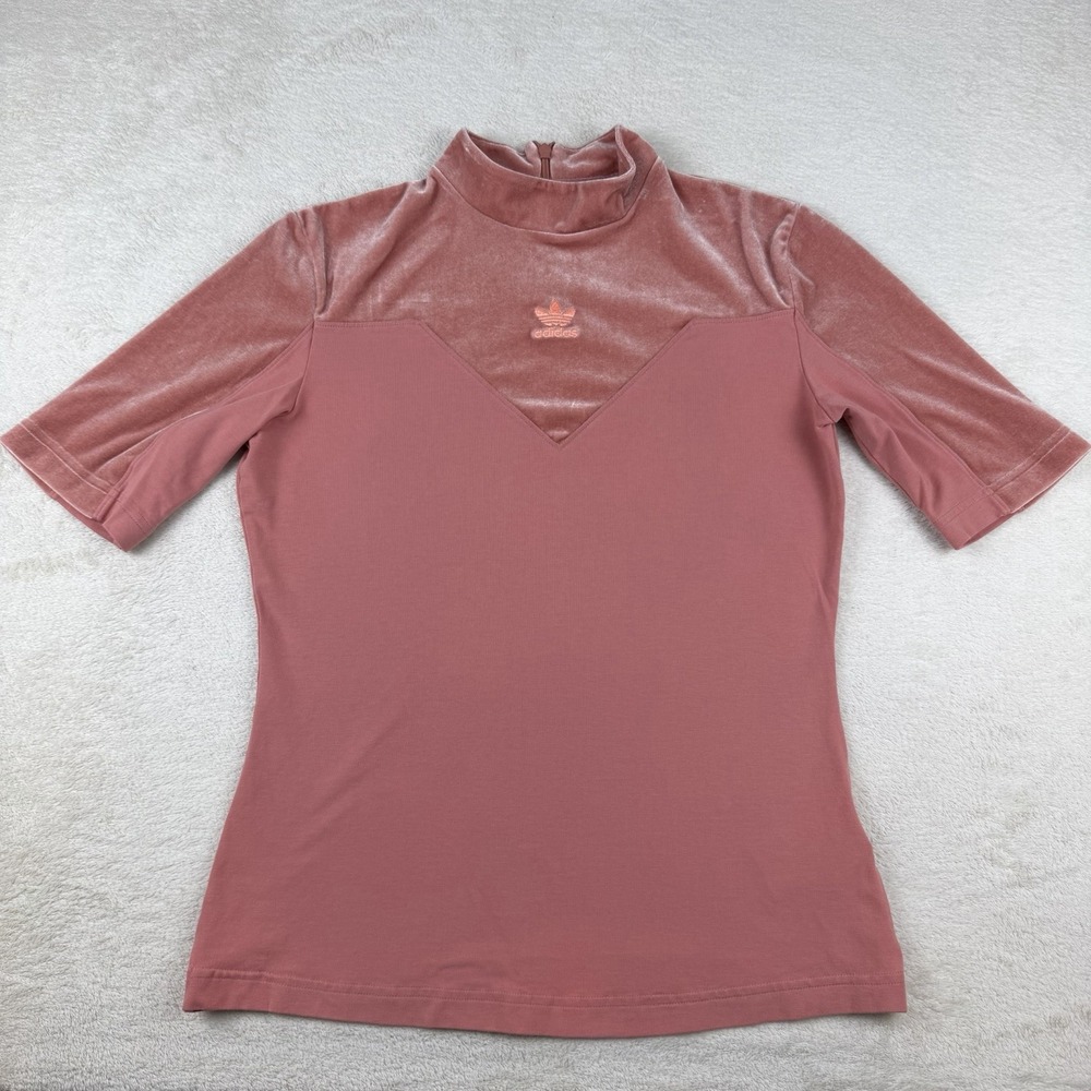 Adidas Women's Velvet Vibes High Neck Pink T-shirt Size‎ M Cv9440